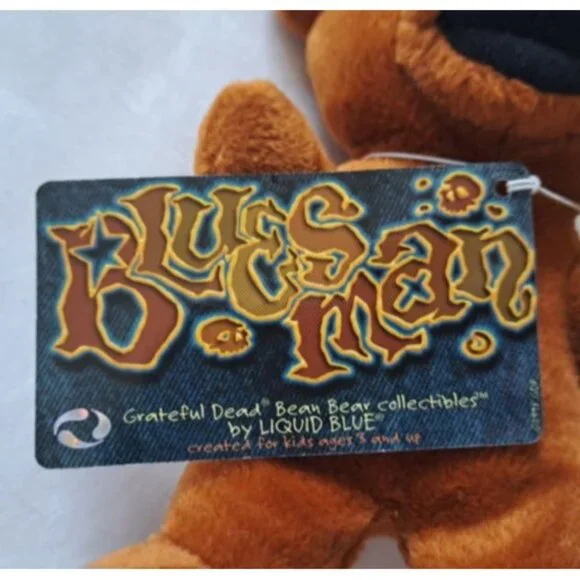 Bluesman Bear Grateful Dead Bean Beanie Limited Plush Doll Collectible No Vest - Picture 5 of 5
